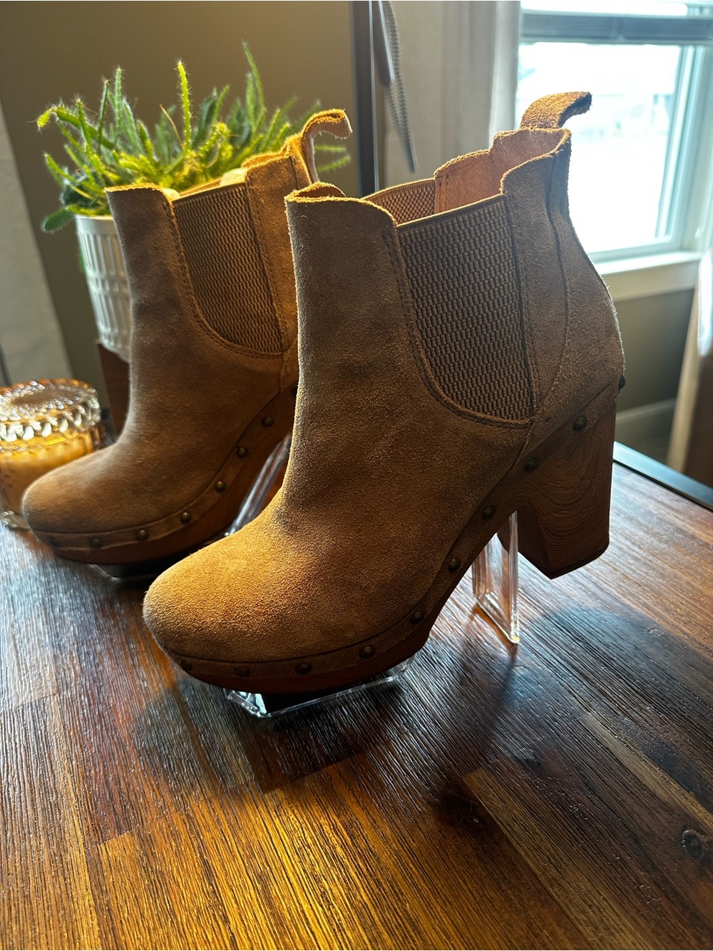 Kork Ease Women's Suede Platform Ankle Boots - Tan - Picture 1 of 6